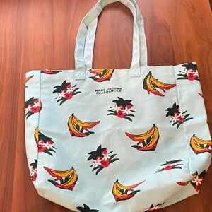 Marc Jacobs Light Blue Tote with Banana and Floral Print